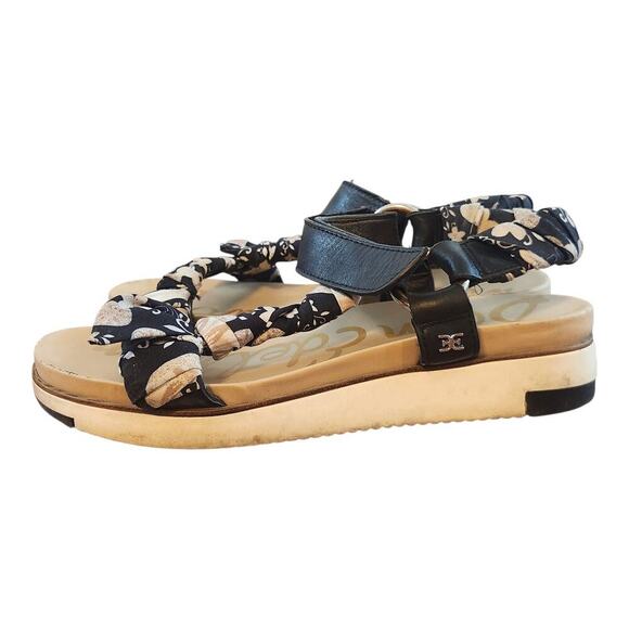 Sam Edelman Ashie Floral fabric leather slingback wedge sandal sz 7.5 shoes - Picture 2 of 15